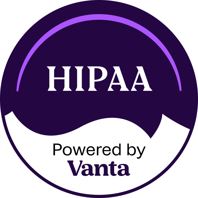 HIPAA badge, powered by Vanta